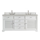 James Martin Savannah 72" Double Vanity Cabinet Bright White with 3 cm Eternal Serena Quartz Top 238-104-V72-BW-3ESR