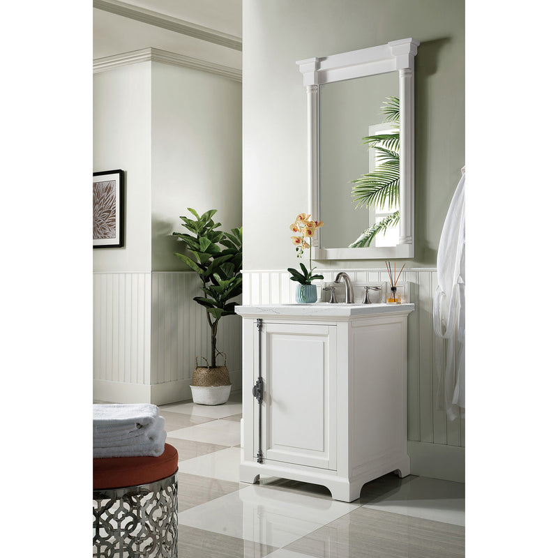 James Martin Providence 26" Single Vanity Cabinet Bright White with 3 cm Ethereal Noctis Quartz Top 238-105-V26-BW-3ENC