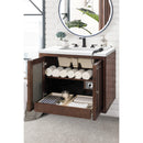 James Martin Athens 30" Single Vanity Cabinet Mid Century Acacia with 3 cm Classic White Quartz Top E645-V30-MCA-3CLW