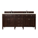 James Martin Brittany 72" Burnished Mahogany Double Vanity with 3 cm Eternal Marfil Quartz Top 650-V72-BNM-3EMR