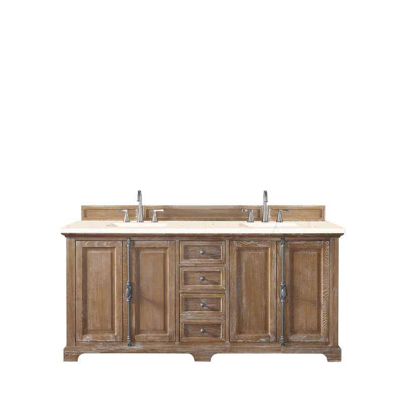 James Martin Providence 72" Double Vanity Cabinet Driftwood with 3 cm Eternal Marfil Quartz Top 238-105-5711-3EMR