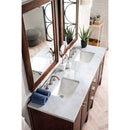 James Martin Addison 72" Double Vanity Cabinet Mid Century Acacia with 3 cm Carrara White Top E444-V72-MCA-3CAR