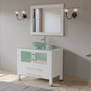 Cambridge Plumbing 36" White Solid Wood and Glass Single Vessel Sink Vanity BN Faucet