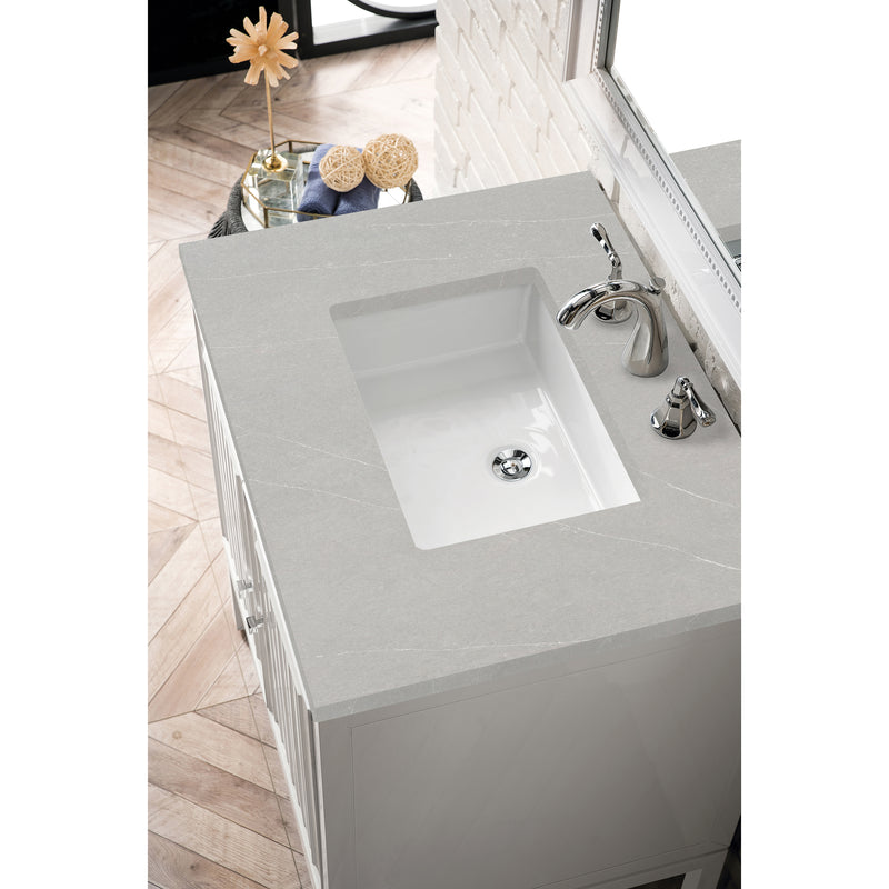 James Martin Athens 30" Single Vanity Cabinet Glossy White with 3 cm Eternal Serena Top E645-V30-GW-3ESR