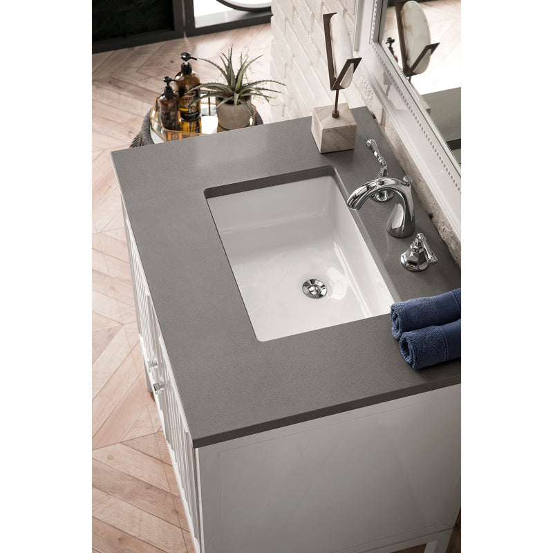 James Martin Athens 30" Single Vanity Cabinet Glossy White with 3 cm Gray Expo Quartz Top E645-V30-GW-3GEX