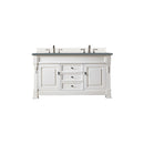 James Martin Brookfield 60" Bright White Double Vanity with 3 cm Cala Blue Quartz Top 147-V60D-BW-3CBL