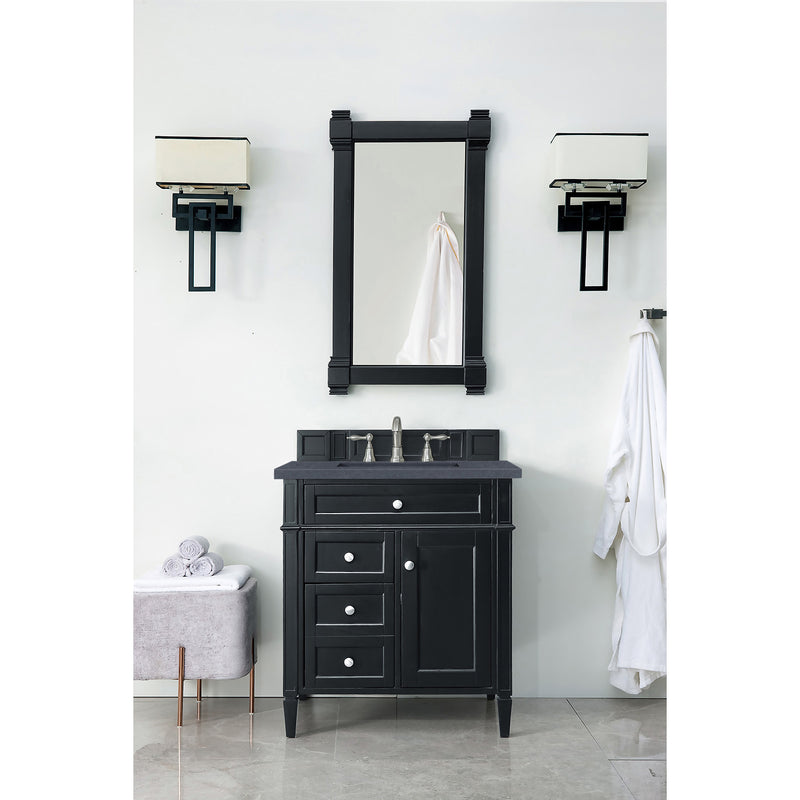 James Martin Brittany 30" Single Vanity Black Onyx with 3 cm Charcoal Soapstone Quartz Top 650-V30-BKO-3CSP