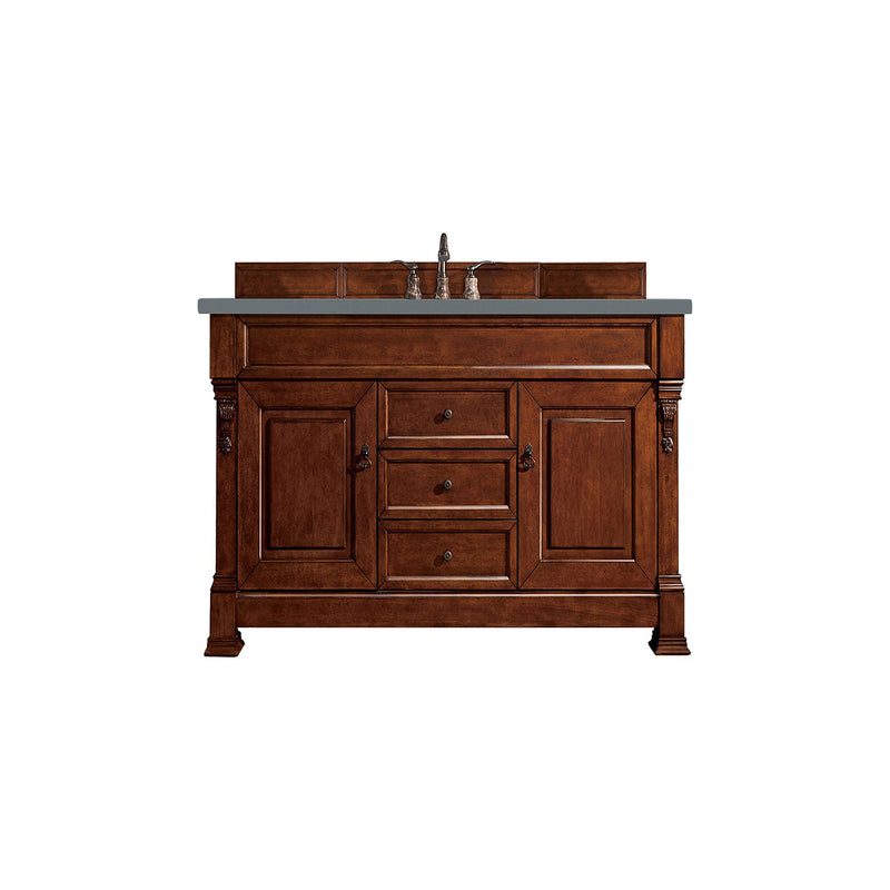 James Martin Brookfield 60" Warm Cherry Single Vanity with 3 cm Cala Blue Quartz Top 147-114-5381-3CBL