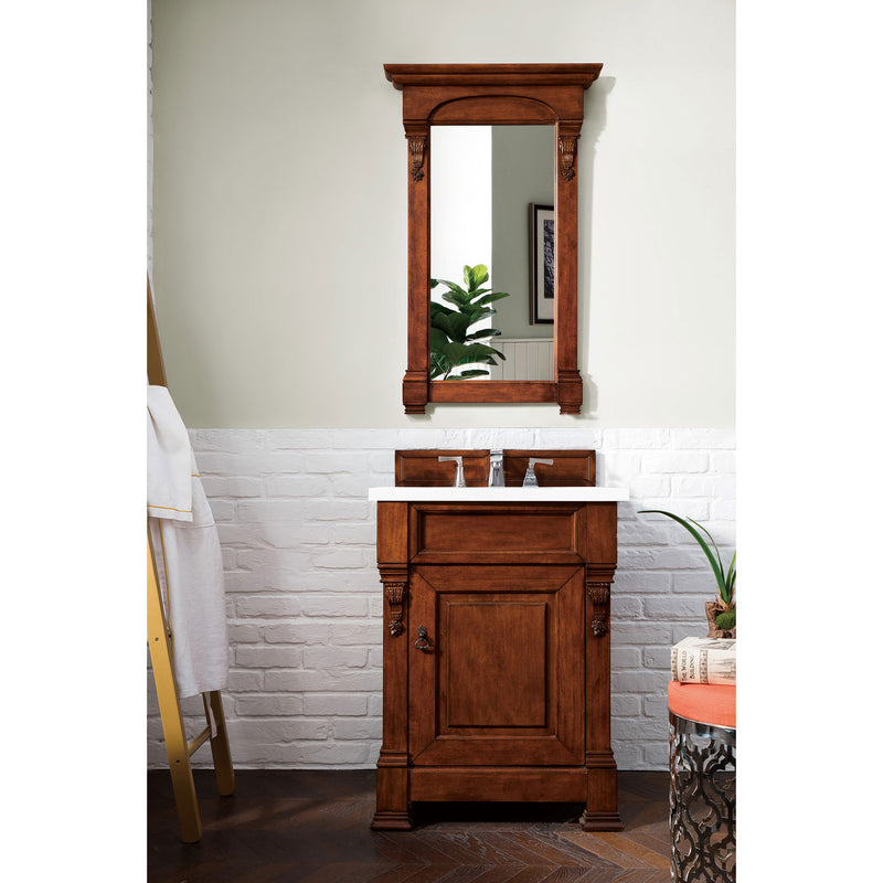 James Martin Brookfield 26" Warm Cherry Single Vanity with 3 cm Classic White Quartz Top 147-114-V26-WCH-3CLW