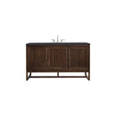 James Martin Athens 60" Single Vanity Cabinet Mid Century Acacia with 3 cm Charcoal Soapstone Quartz Top E645-V60S-MCA-3CSP