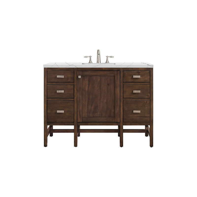 James Martin Addison 48" Single Vanity Cabinet Mid Century Acacia with 3 cm Ethereal Noctis Quartz Top E444-V48-MCA-3ENC