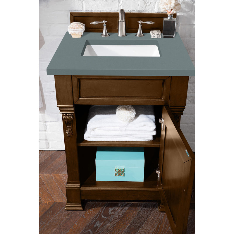 James Martin Brookfield 26" Country Oak Single Vanity with 3 cm Cala Blue Quartz Top 147-114-V26-COK-3CBL