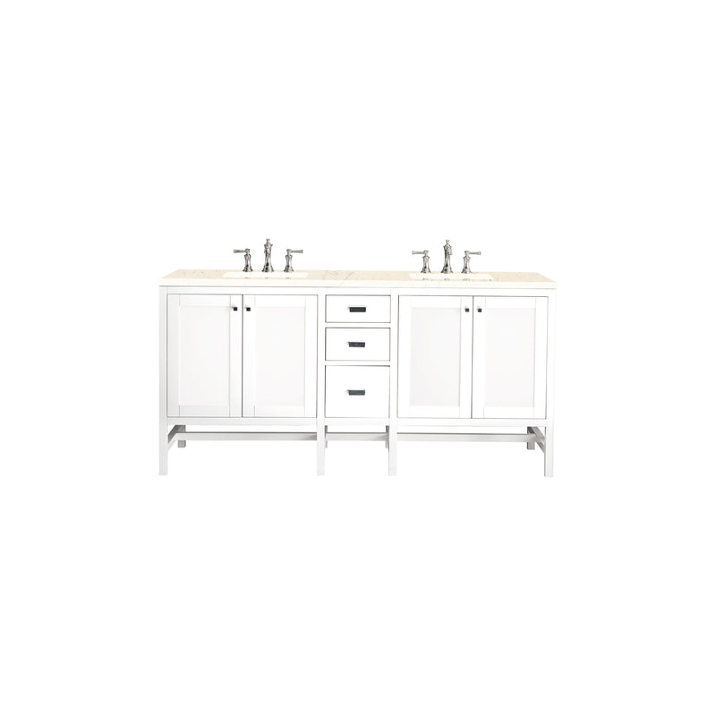 James Martin Addison 72" Double Vanity Cabinet Glossy White with 3 cm Eternal Marfil Top E444-V72-GW-3EMR