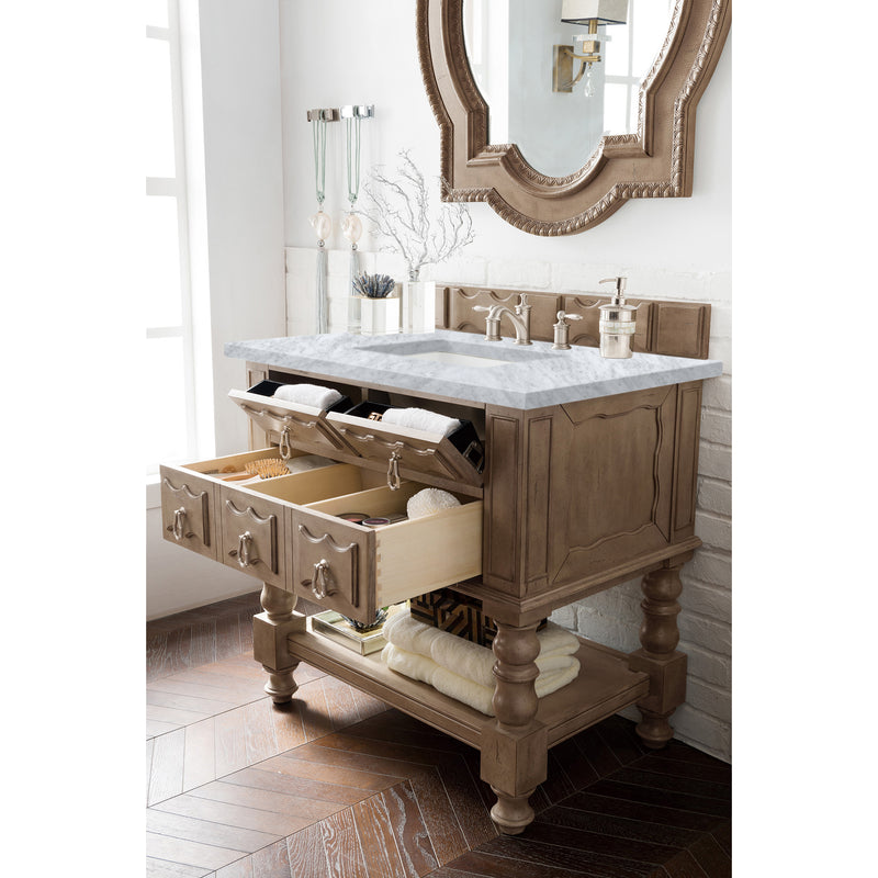 James Martin Castilian 36" Single Vanity Empire Gray with 3 cm Carrara Marble Top 160-V36-EG-3CAR