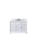 James Martin Savannah 48" Single Vanity Cabinet Bright White with 3 cm Eternal Jasmine Pearl Quartz Top 238-104-V48-BW-3EJP