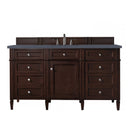 James Martin Brittany 60" Burnished Mahogany Single Vanity with 3 cm Charcoal Soapstone Quartz Top 650-V60S-BNM-3CSP