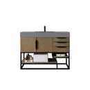 James Martin Columbia 48" Single Vanity Latte Oak Matte Black with Dusk Grey Glossy Composite Top 388-V48-LTO-MB-DGG