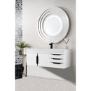 James Martin Mercer Island 48" Single Vanity Glossy White Matte Black with Glossy White Composite Top 389-V48-GW-MB-GW