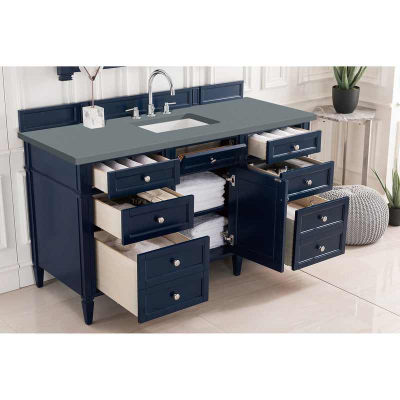 James Martin Brittany 60" Victory Blue Single Vanity with 3 cm Cala Blue Quartz Top 650-V60S-VBL-3CBL