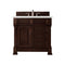 James Martin Brookfield 36" Burnished Mahogany Single Vanity with 3 cm Eternal Jasmine Pearl Quartz Top 147-114-5566-3EJP