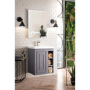 James Martin Alicante' 24" Single Vanity Cabinet Gray Smoke with White Glossy Resin Countertop E110-V24-GSM-WG