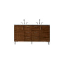 James Martin Metropolitan 60" Double Vanity American Walnut with 3 cm Ethereal Noctis Quartz Top 850-V60D-AWT-3ENC