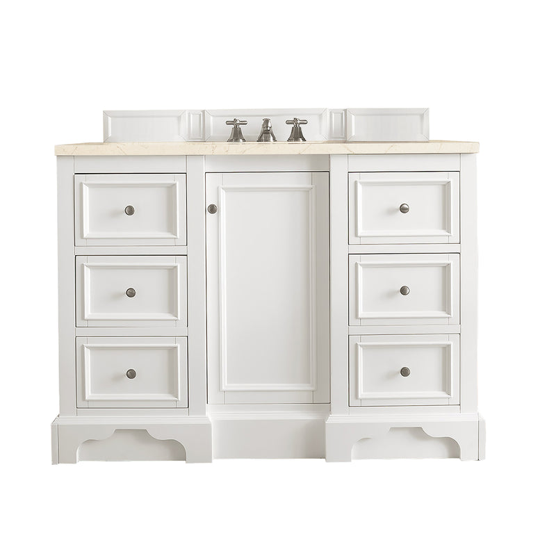 James Martin De Soto 48" Single Vanity Bright White with 3 cm Eternal Marfil Quartz Top 825-V48-BW-3EMR