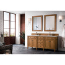 James Martin Brittany 72" Saddle Brown Double Vanity with 3 cm Eternal Jasmine Pearl Quartz Top 650-V72-SBR-3EJP