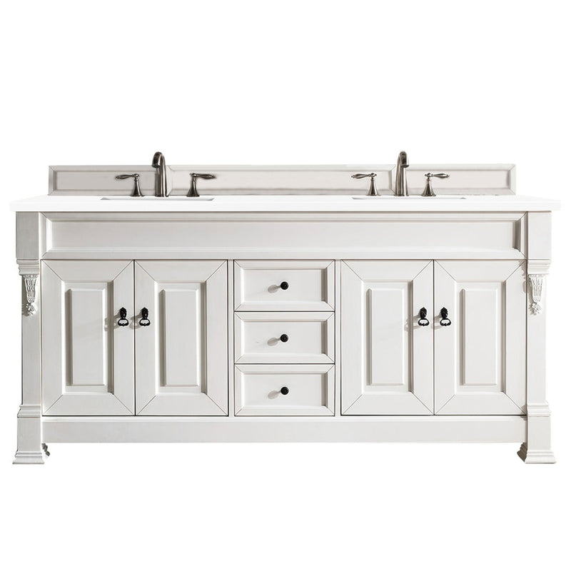 James Martin Brookfield 72" Bright White Double Vanity with 3 cm Classic White Quartz Top 147-V72-BW-3CLW