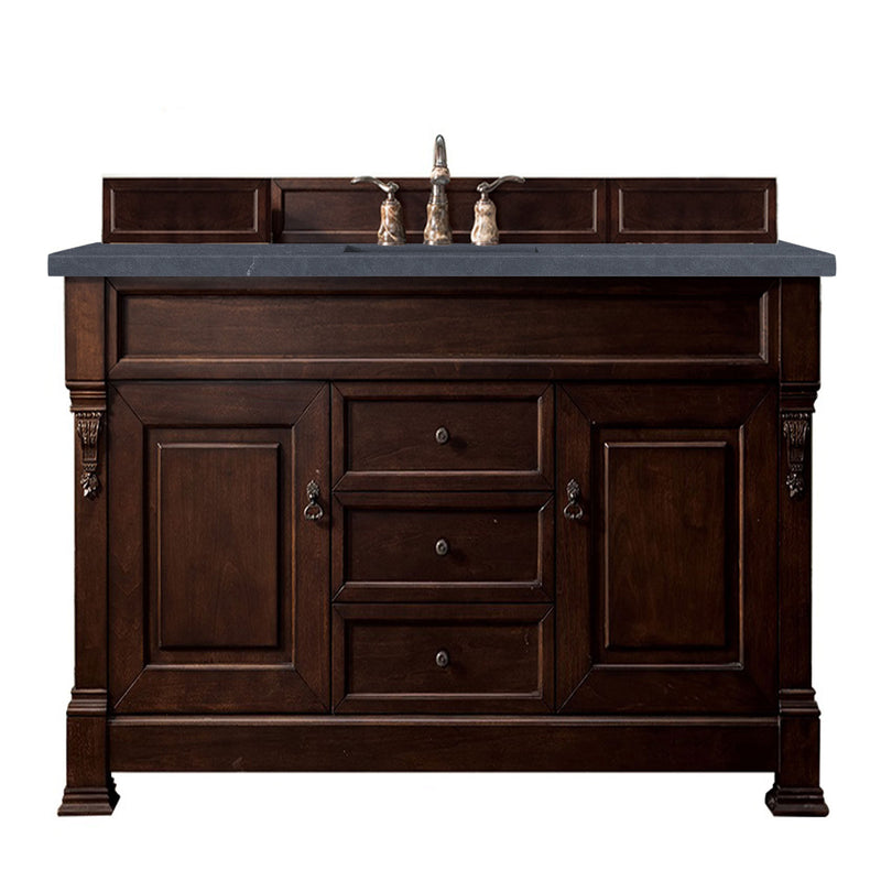 James Martin Brookfield 60" Burnished Mahogany Single Vanity with 3 cm Charcoal Soapstone Quartz Top 147-114-5361-3CSP