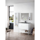 James Martin Milan 35.4" Single Vanity Cabinet Glossy White Glossy White with Charcoal Black Composite Top 801V35.4GWGWCHB