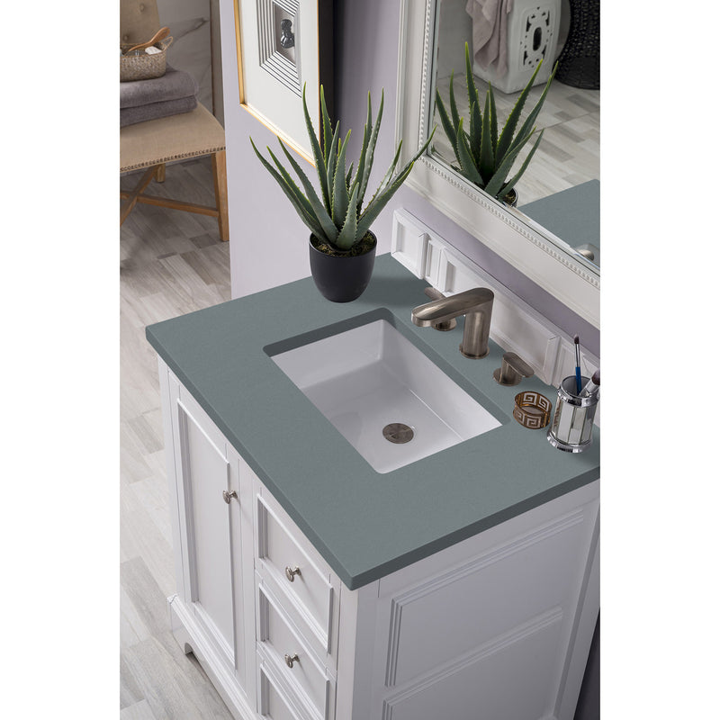 James Martin De Soto 30" Single Vanity Bright White with 3 cm Cala Blue Quartz Top 825-V30-BW-3CBL