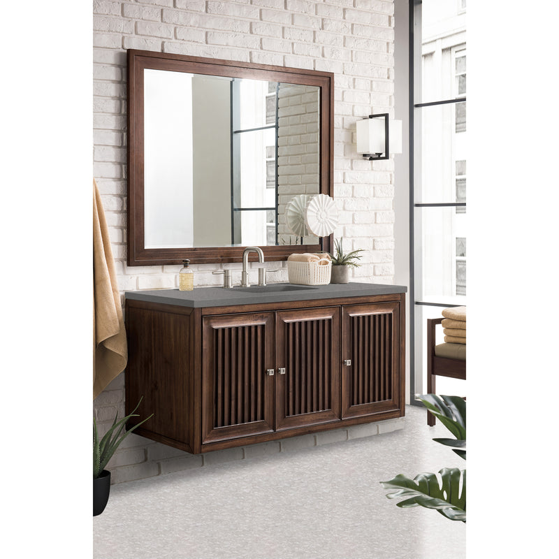 James Martin Athens 48" Single Vanity Cabinet Mid Century Acacia with 3 cm Gray Expo Quartz Top E645-V48-MCA-3GEX