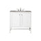 James Martin Addison 36" Single Vanity Cabinet with Doors Glossy White with 3 cm Grey Expo Quartz Top E445-V36-GW-3GEX