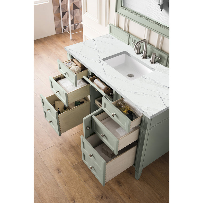 James Martin Brittany 48" Sage Green Single Vanity with 3 cm Ethereal Noctis Quartz Top 650-V48-SGR-3ENC