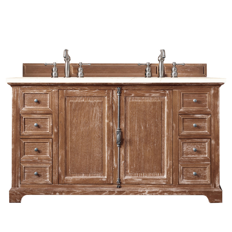 James Martin Providence 60" Double Vanity Cabinet Driftwood with 3 cm Eternal Marfil Quartz Top 238-105-5611-3EMR