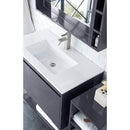 James Martin Milan 35.4" Single Vanity Cabinet Modern Gray Glossy Brushed Nickel with Glossy White Composite Top 801V35.4MGGBNKGW