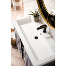 James Martin Alicante' 39.5" Single Vanity Cabinet Gray Smoke Matte Black with White Glossy Resin Countertop E110-V39.5-GSM-MBK-WG