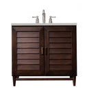 James Martin Portland 36" Single Vanity Burnished Mahogany with 3 cm Eternal Serena Quartz Top 620-V36-BNM-3ESR