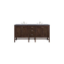 James Martin Addison 72" Double Vanity Cabinet Mid Century Acacia with 3 cm Charcoal Soapstone Quartz Top E444-V72-MCA-3CSP