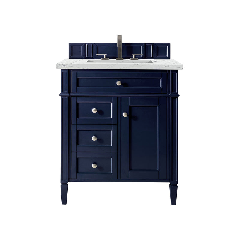 James Martin Brittany 30" Single Vanity Victory Blue with 3 cm Ethereal Noctis Quartz Top 650-V30-VBL-3ENC