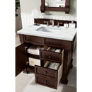 James Martin Brookfield 36" Burnished Mahogany Single Vanity with 3 cm Ethereal Noctis Quartz Top 147-114-5566-3ENC