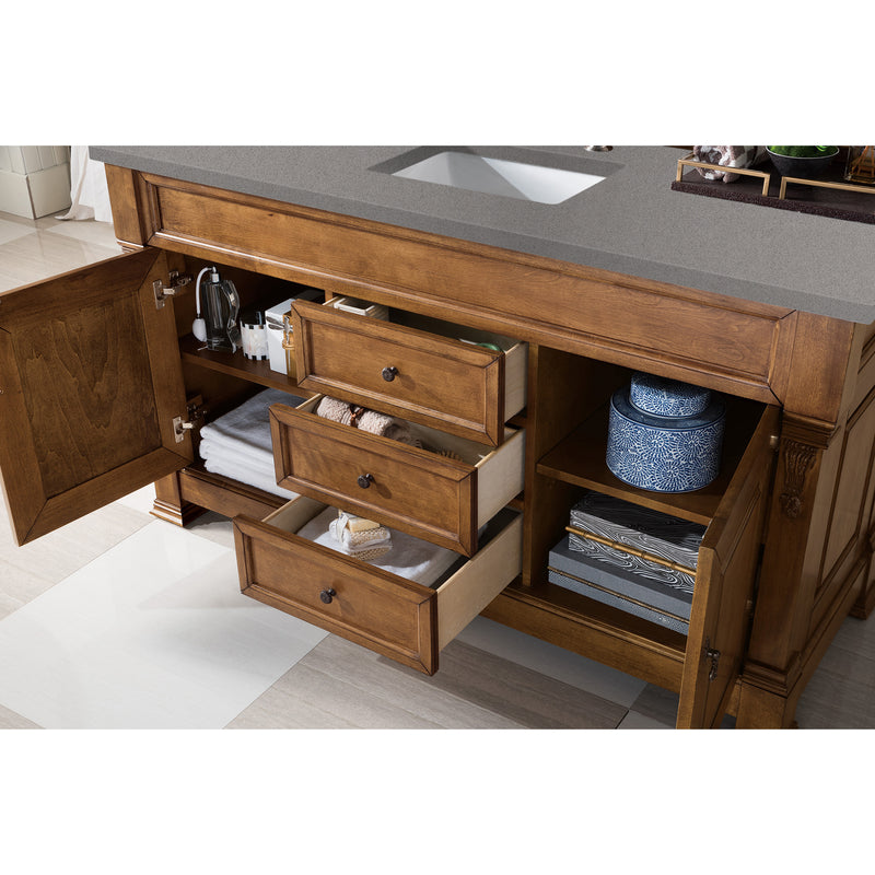 James Martin Brookfield 60" Country Oak Single Vanity with 3 cm Gray Expo Quartz Top 147-114-5371-3GEX