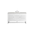 James Martin Athens 60" Single Vanity Cabinet Glossy White with 3 cm Eternal Serena Top E645-V60S-GW-3ESR