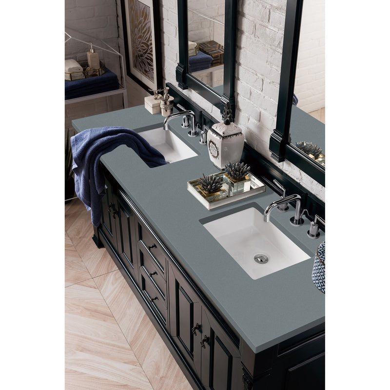 James Martin Brookfield 72" Antique Black Double Vanity with 3 cm Cala Blue Quartz Top 147-114-5731-3CBL