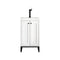 James Martin Chianti 20" Single Vanity Cabinet Glossy White Matte Black with White Glossy Resin Countertop E303-V20-GW-MBK-WG