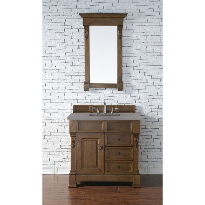 James Martin Brookfield 36" Country Oak Single Vanity with 3 cm Gray Expo Quartz Top 147-114-5576-3GEX