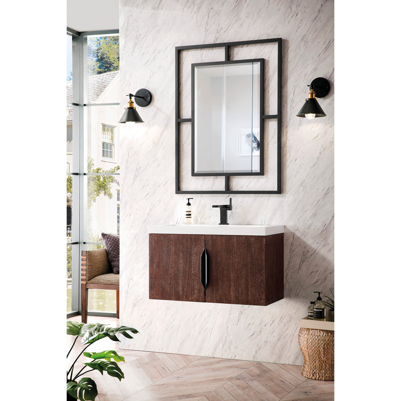 James Martin Columbia 31.5" Single Vanity Cabinet Coffee Oak with White Glossy Resin Countertop 388-V31.5-CFO-WG