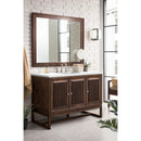 James Martin Athens 48" Single Vanity Cabinet Mid Century Acacia with 3 cm Classic White Quartz Top E645-V48-MCA-3CLW