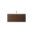 James Martin Milan 47.3" Single Vanity Cabinet Mid Century Walnut with Glossy White Composite Top 801V47.3WLTGW